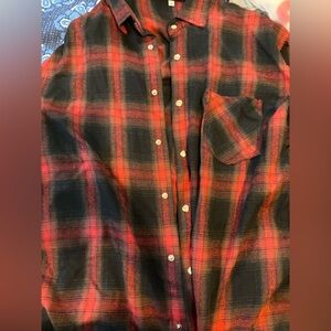 Plaid button down cutoff shirt